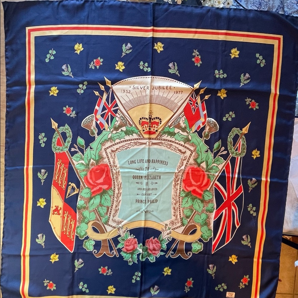 Vintage silk scarf Queen’s Silver Jubilee
